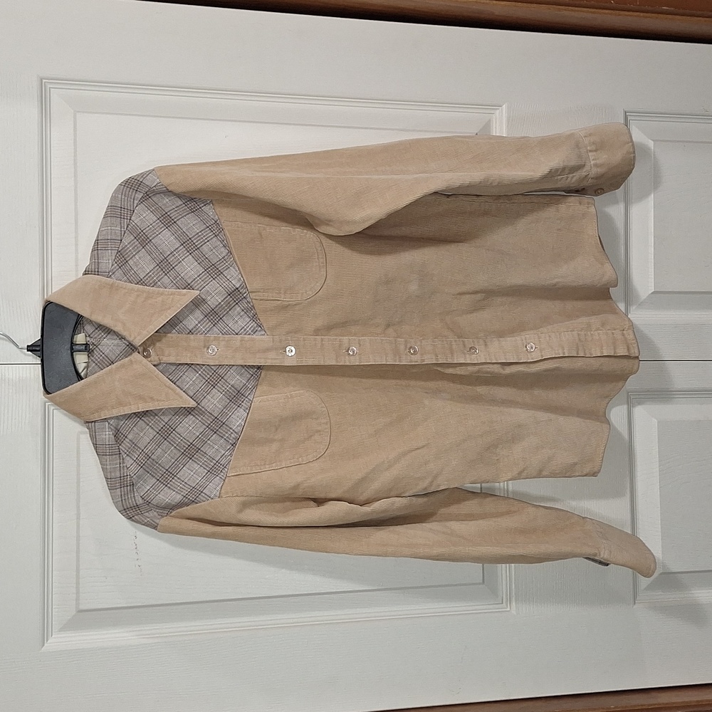 Kennington button-down corduroy - tan plaid - M